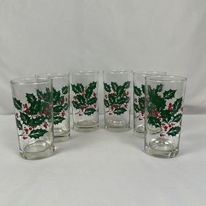 VINTAGE Bartlett Collins/Tumblers Set Of 6 Holly  Glasses